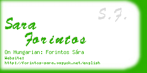 sara forintos business card